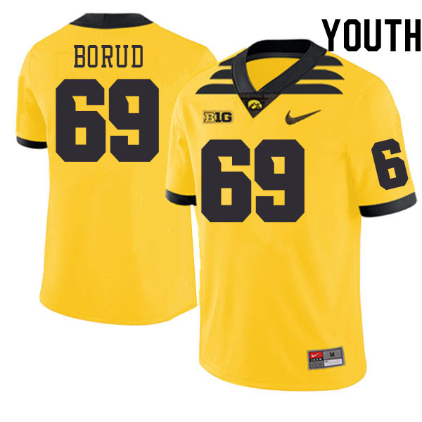 Youth #69 Cade Borud Iowa Hawkeyes College Football Jerseys Stitched-Gold